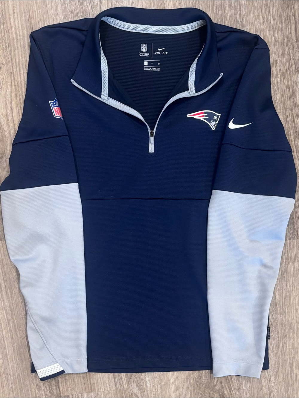 Nike New England Patriots Men's Navy & Gray Dri-FIT Quarter-Zip Pullover